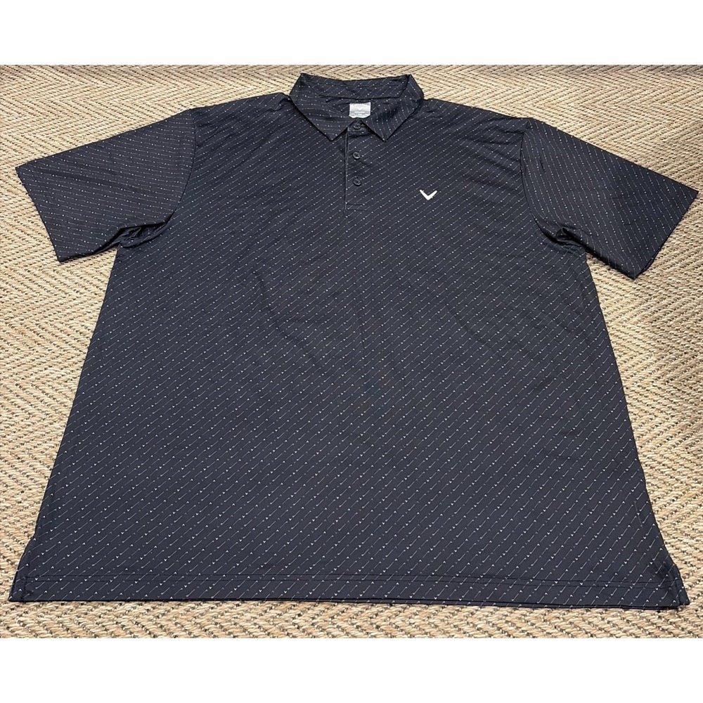 Opti-Dri Callaway Performance Golf Polo Shirt Mens XXL Black PatternShort Sleeve
